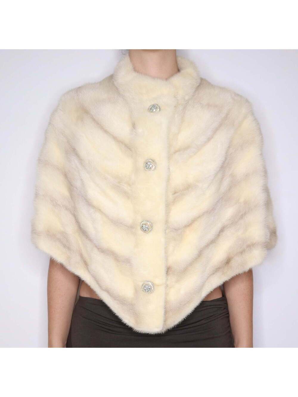 1960s Cream Real Fur Poncho (S/M)